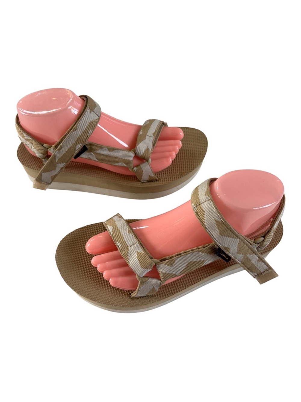 Teva Flatform Universal Camo Strappy Platform Sandals Tan Beige Size 9W